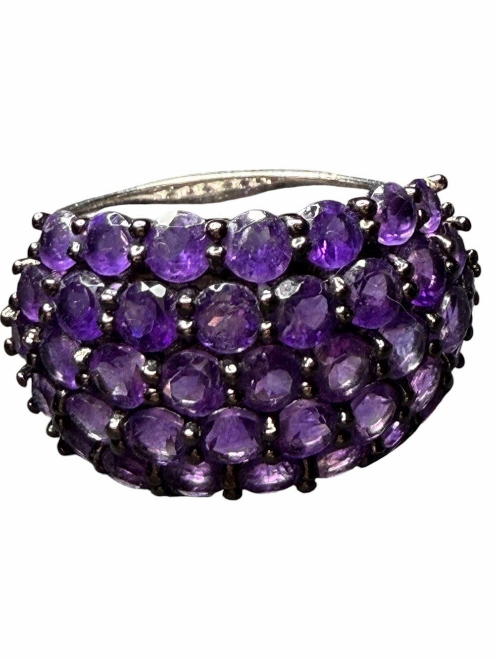 Purple Amethyst Dome Sterling Silver size 11 Ring